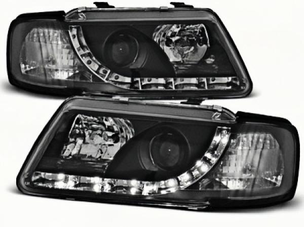 LED Tagfahrlicht Design Scheinwerfer für Audi A3 8L 96-00 schwarz